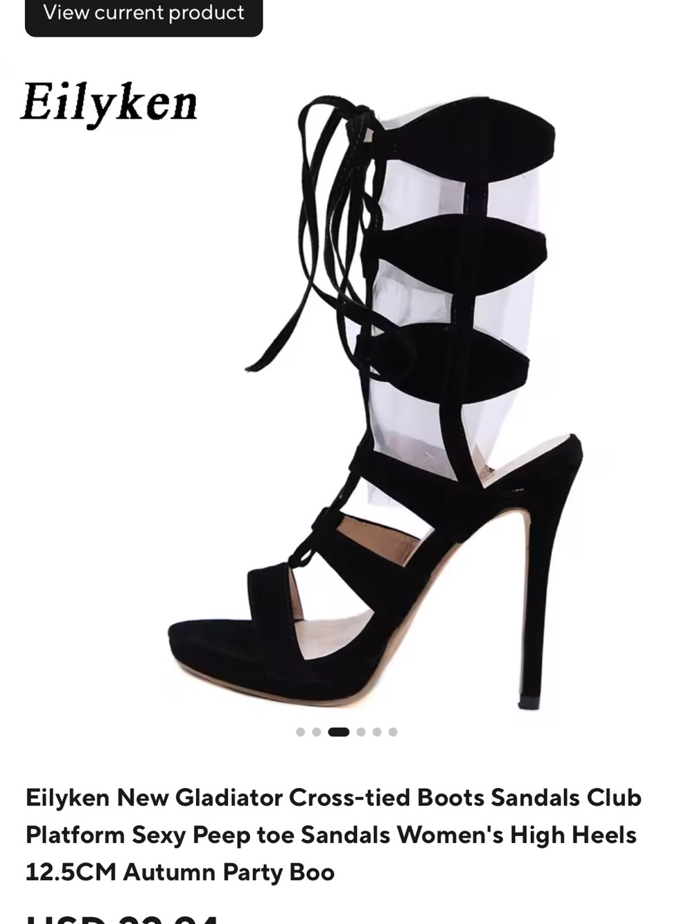 Black Lace-Up Gladiator High Heel Sandals